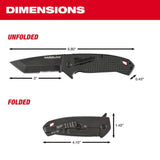 Milwaukee 3 in. Hardline D2 Steel Serrated Pocket Folding Knife (Frame Lock, Tanto)