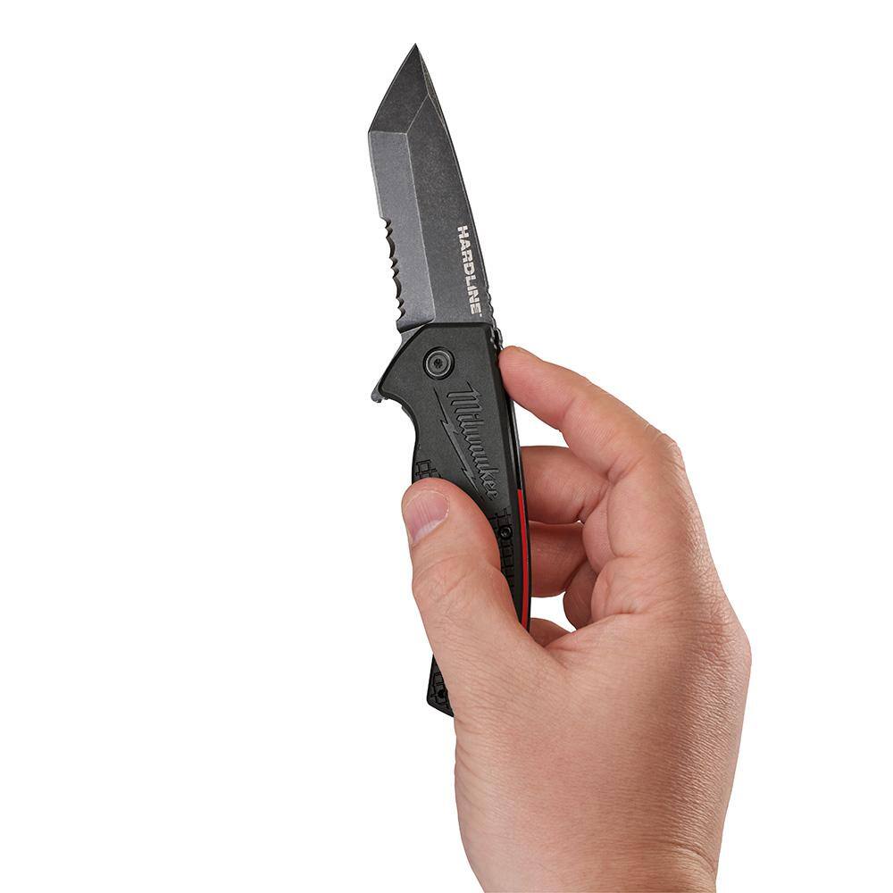 Milwaukee Hardline D2 Steel Folding Knives, 3 in. Serrated Tanto + 3.5 in. Smooth Drop Point (Model 48-22-1998 & 48-22-1999)