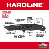 Milwaukee 3 in. Hardline D2 Steel Serrated Pocket Folding Knife (Frame Lock, Tanto)
