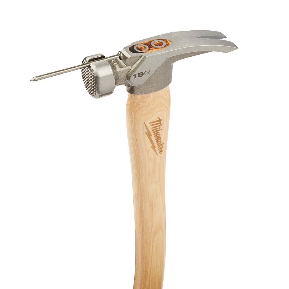 Milwaukee 19 oz. Wood Milled Face Hickory Framing Hammer with Hammer Loop, 16 in. Handle