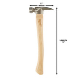 Milwaukee 19 oz. Wood Milled Face Hickory Framing Hammer with Hammer Loop, 16 in. Handle