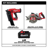Milwaukee M18 FUEL 3-1/2 in. 18-Volt 21-Degree Lithium-Ion Brushless Cordless Nailer w/7-1/4 in. Rear Circ, Two 6Ah HO Batteries