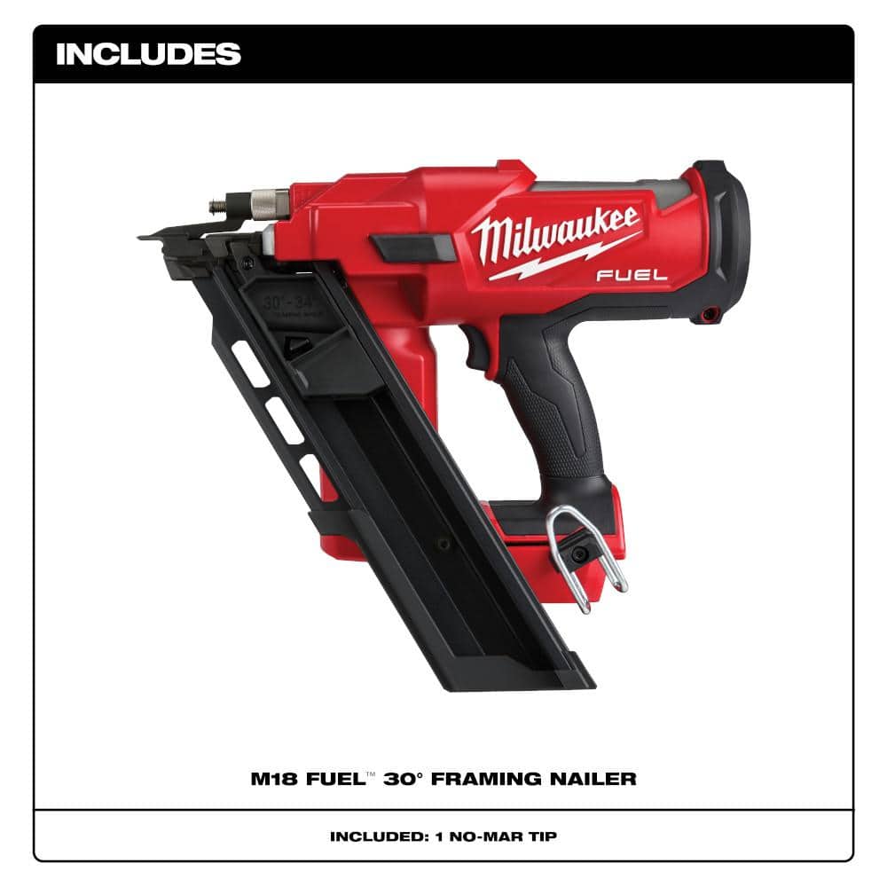 Milwaukee M18 FUEL Cordless 18‑Gauge Brad Nailer + 30° 3-1/2 in. Framing Nailer Kit with M18 2.0Ah & 5.0Ah XC Batteries