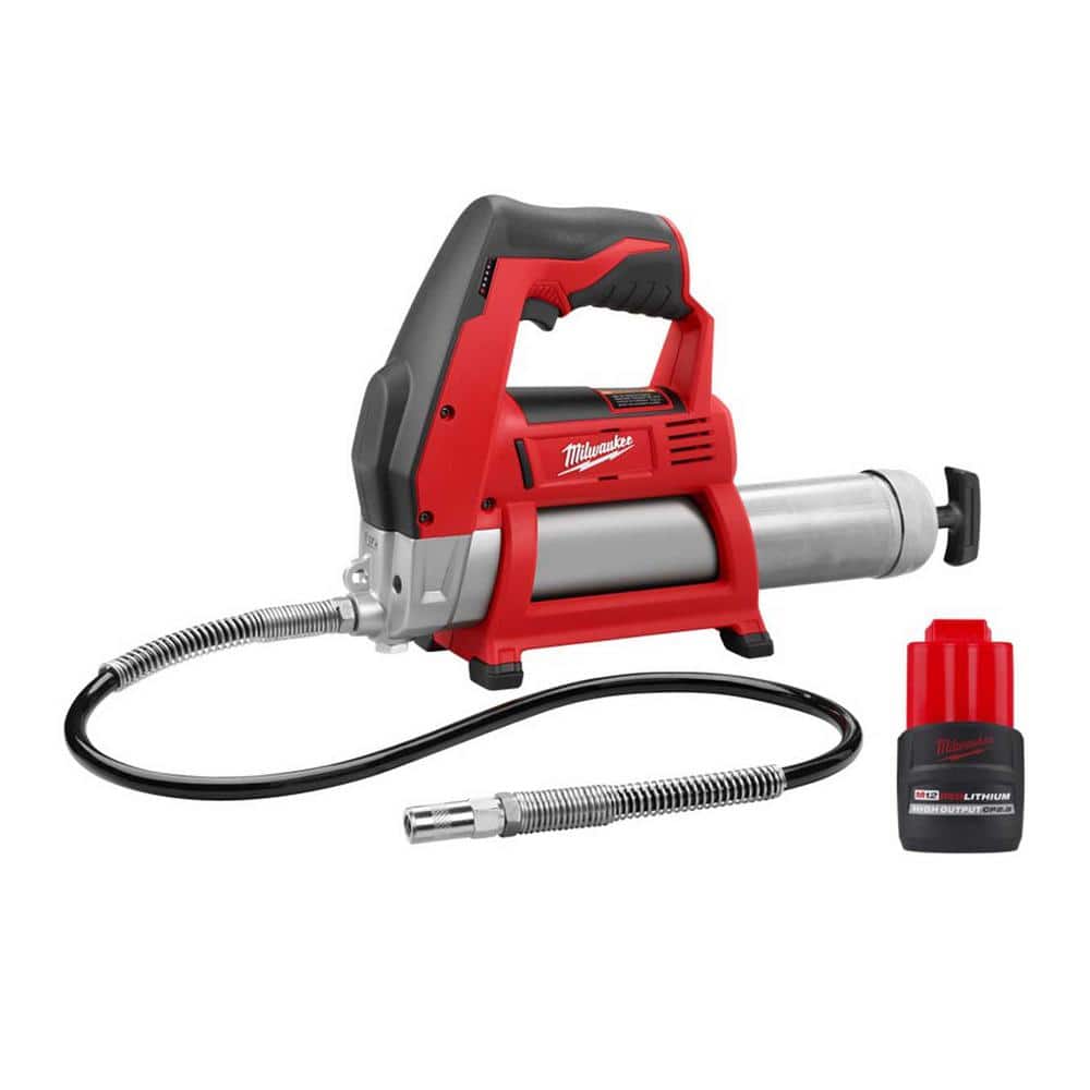 Milwaukee M12 12-Volt Lithium-Ion Cordless Grease Gun (Tool-Only), 8,000 PSI, 36-in Hose