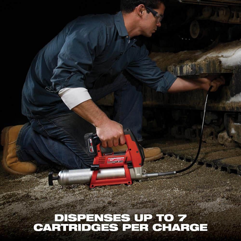 Milwaukee M12 12-Volt Lithium-Ion Cordless Grease Gun (Tool-Only), 8,000 PSI, 36-in Hose