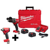 Milwaukee M18 FUEL 18-Volt Lithium-Ion Brushless Cordless 1/2 in. Hammer Drill/Driver Kit + 1/4 in. SURGE Impact Driver (2904-22-2760-20)