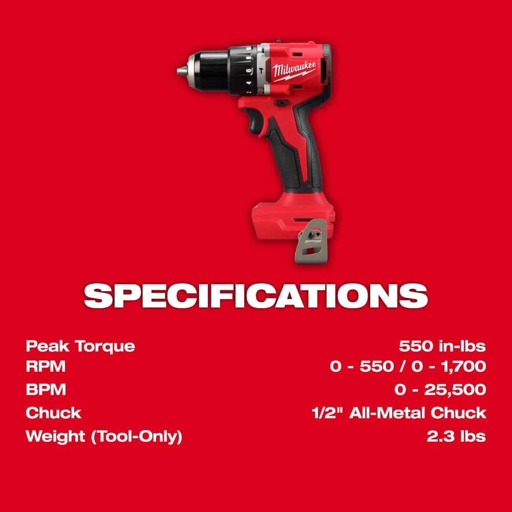 18-Volt Lithium-Ion Cordless Brushless 1/2 in. Compact Hammer Drill/Driver (Tool-Only)