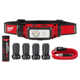 Milwaukee 500 Lumens LED Pivoting REDLITHIUM USB Flashlight and 600 Lumens LED REDLITHIUM Hard Hat Headlamp (2-Pack)