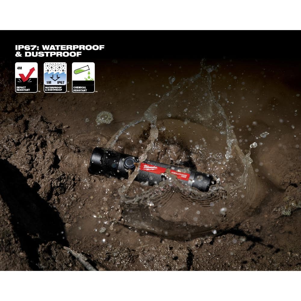 Milwaukee 800 Lumens LED USB Rechargeable HP Fixed Focus Flashlight + 600 Lumens Low-Profile Hard Hat Headlamp, 2-Pack