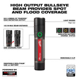 Milwaukee 800 Lumens LED USB Rechargeable HP Fixed Focus Flashlight + 600 Lumens Low-Profile Hard Hat Headlamp, 2-Pack