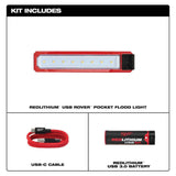 Milwaukee 445 Lumens LED ROVER USB Rechargeable Pocket Flood Light with Extra REDLITHIUM USB Battery
