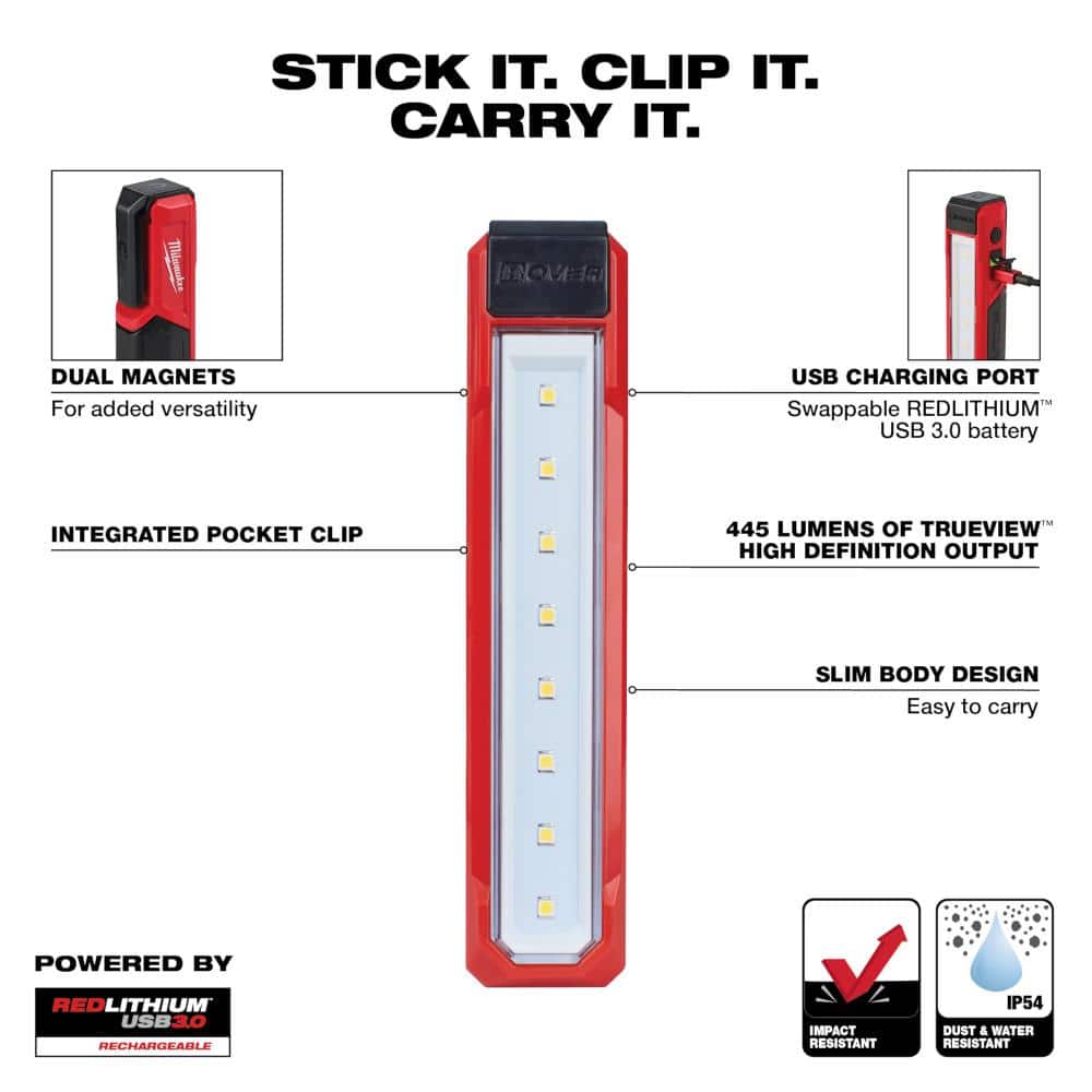 Milwaukee 400-Lumen REDLITHIUM USB Rechargeable Neck Light + 445-Lumen USB Rover Pocket Flood Light Kit (Model 2117-21/2112-21)