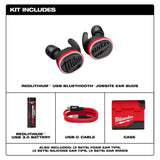 Milwaukee REDLITHIUM USB Wireless Bluetooth Noise Cancelling Earbuds, Earbud & In‑Ear, Red