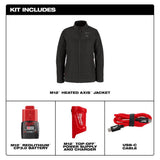 Milwaukee Women’s X-Small M12 12V Lithium-Ion Cordless AXIS Black Heated Jacket Kit with (1) 3.0 Ah Battery and Charger