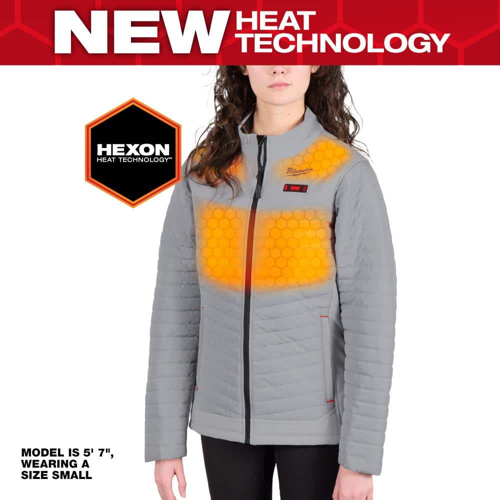 Milwaukee Women’s X-Small M12 12V Lithium-Ion Cordless AXIS Gray Heated Jacket Kit with (1) 3.0 Ah Battery and Charger