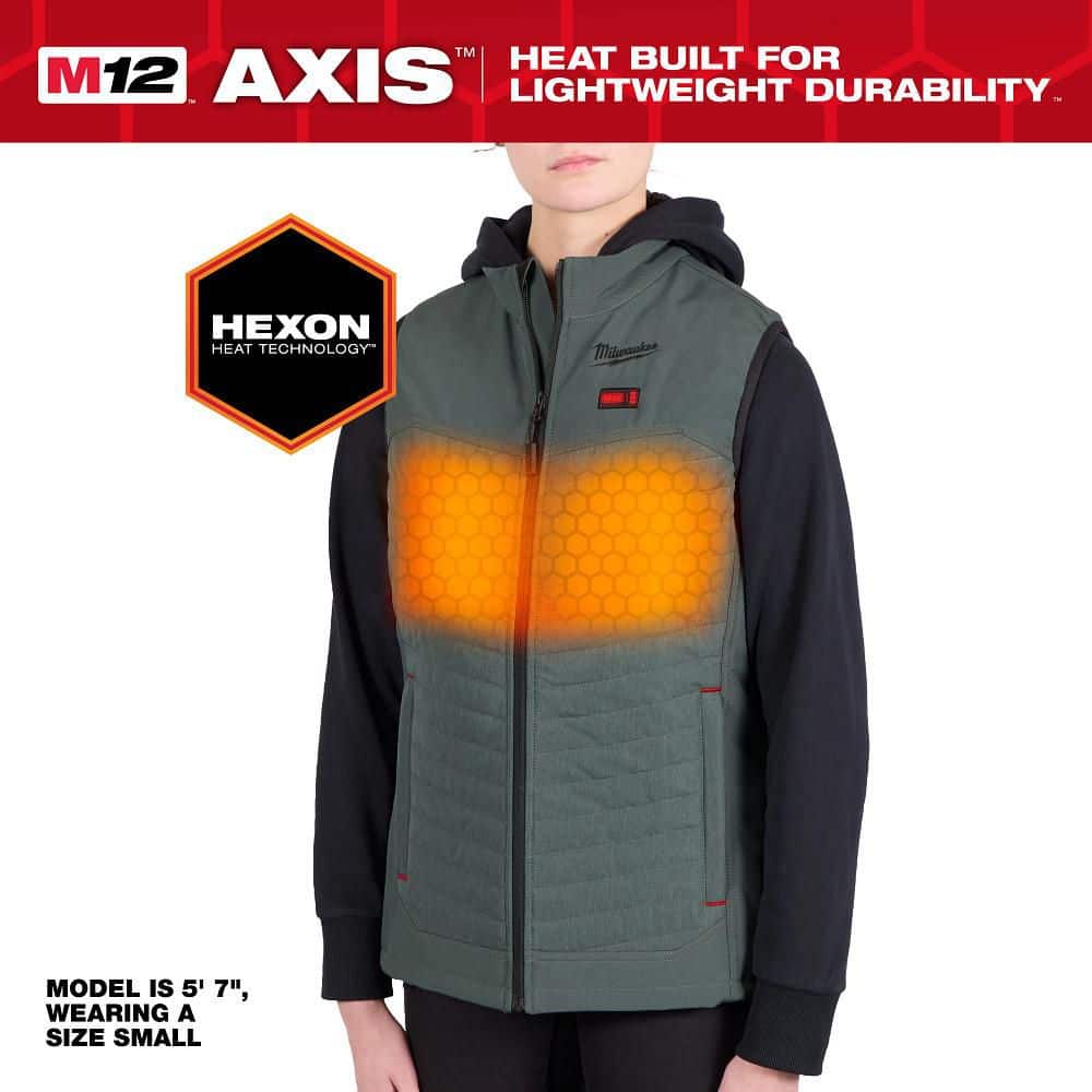Milwaukee Women’s Small M12 12V Lithium-Ion Cordless AXIS Green Heated Vest Kit with (1) 2.0 Ah Battery and Charger, F300E-21S