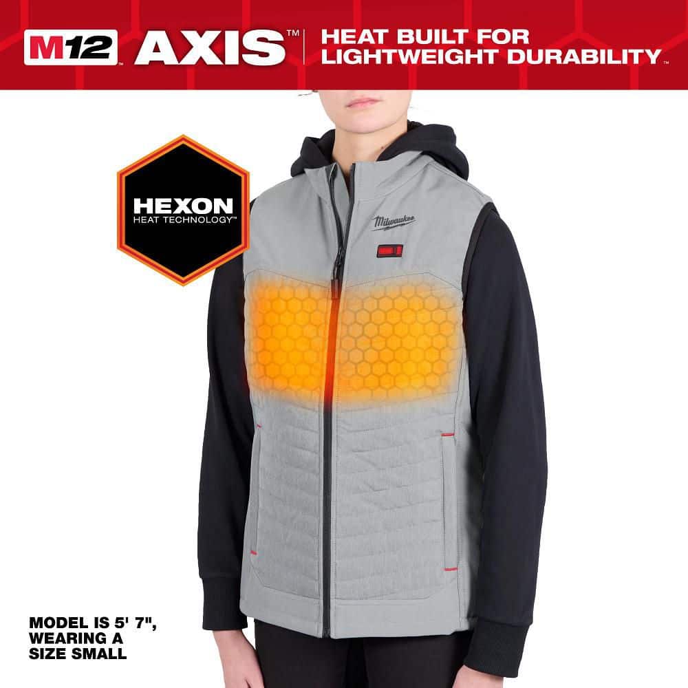 Milwaukee Women’s Medium M12 12-Volt Lithium-Ion Cordless AXIS Gray Heated Vest Kit with (1) 2.0Ah Battery and Charger