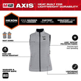 Milwaukee Women’s Medium M12 12-Volt Lithium-Ion Cordless AXIS Gray Heated Vest Kit with (1) 2.0Ah Battery and Charger
