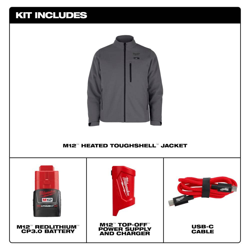 Milwaukee Men’s Small M12 12V Lithium-Ion Cordless TOUGHSHELL Blue Heated Jacket Kit with (1) 3.0Ah Battery & Charger
