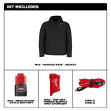 Milwaukee Men’s Medium M12 12V Lithium-Ion Cordless AXIS Black Heated Jacket Kit with (1) 3.0 Ah Battery and Charger