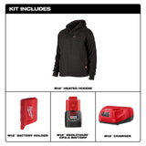 Milwaukee Men’s XL M12 12V Lithium-Ion Cordless Black Heated Hoodie Kit with (1) 2.0Ah Battery & Charger