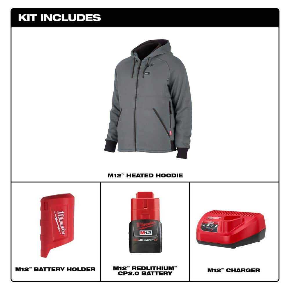 Milwaukee M12 Men’s Heated Hoodie, Large, 12-Volt Lithium-Ion Cordless, Green (Jacket & Battery Holder Only)