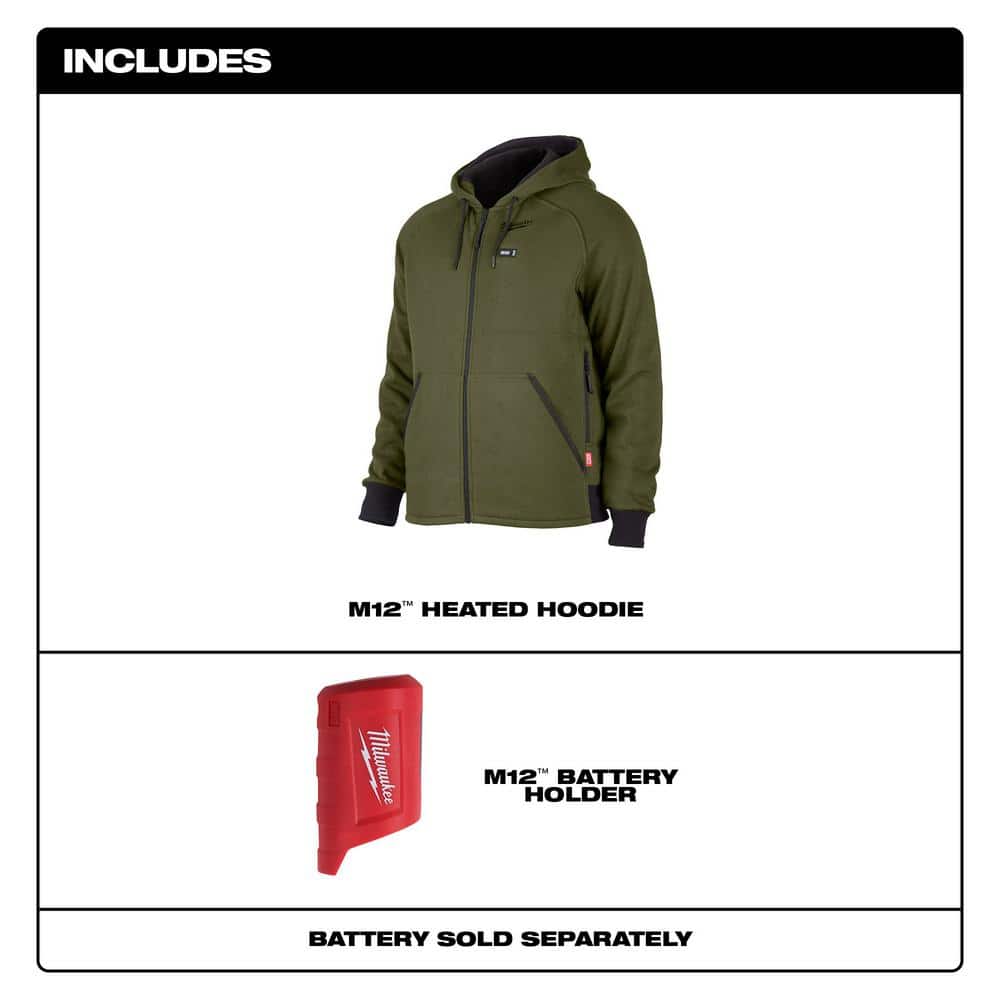 Milwaukee Men's Large M12 12-Volt Lithium-Ion Cordless Green Heated Jacket Hoodie (Jacket and Battery Holder Only)