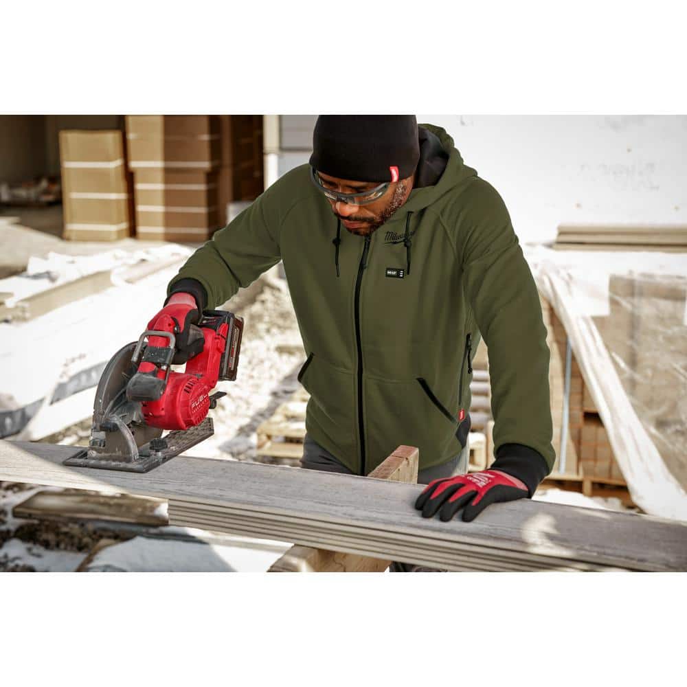 Milwaukee Men's Large M12 12-Volt Lithium-Ion Cordless Green Heated Jacket Hoodie (Jacket and Battery Holder Only)