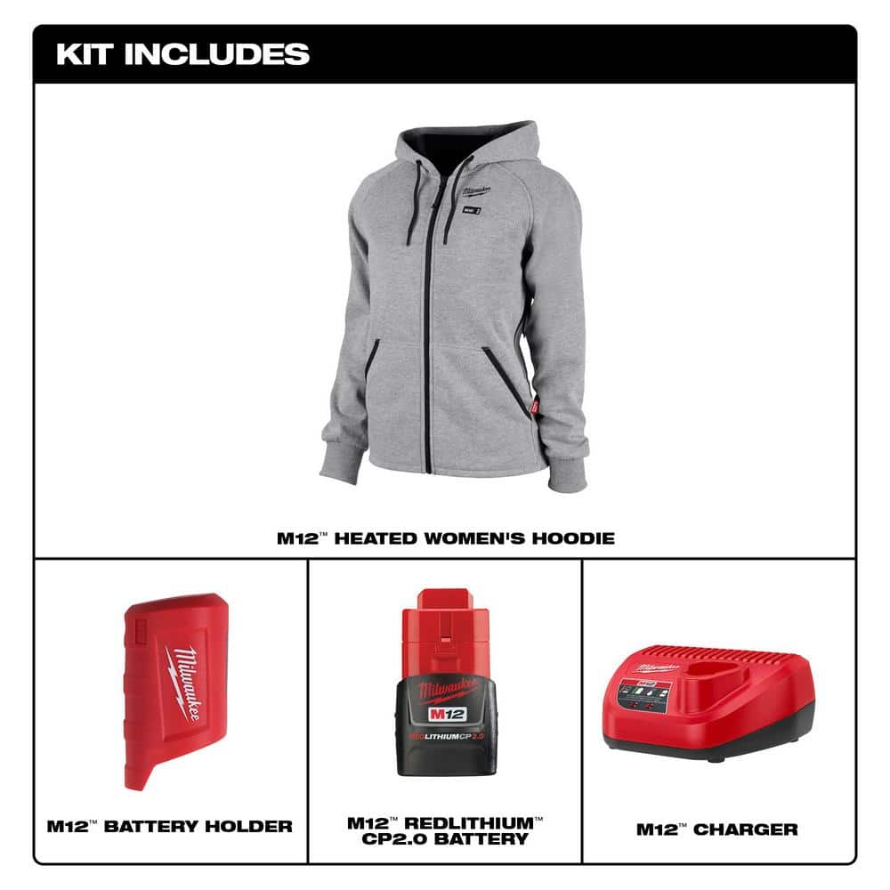 Milwaukee Women’s X-Large M12 12-Volt Lithium-Ion Cordless Blue Heated Hoodie Kit with (1) 2.0Ah Battery & Charger