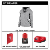 Milwaukee Women’s Small M12 12-Volt Lithium-Ion Cordless Gray Heated Hoodie Kit with (1) 2.0Ah Battery & Charger