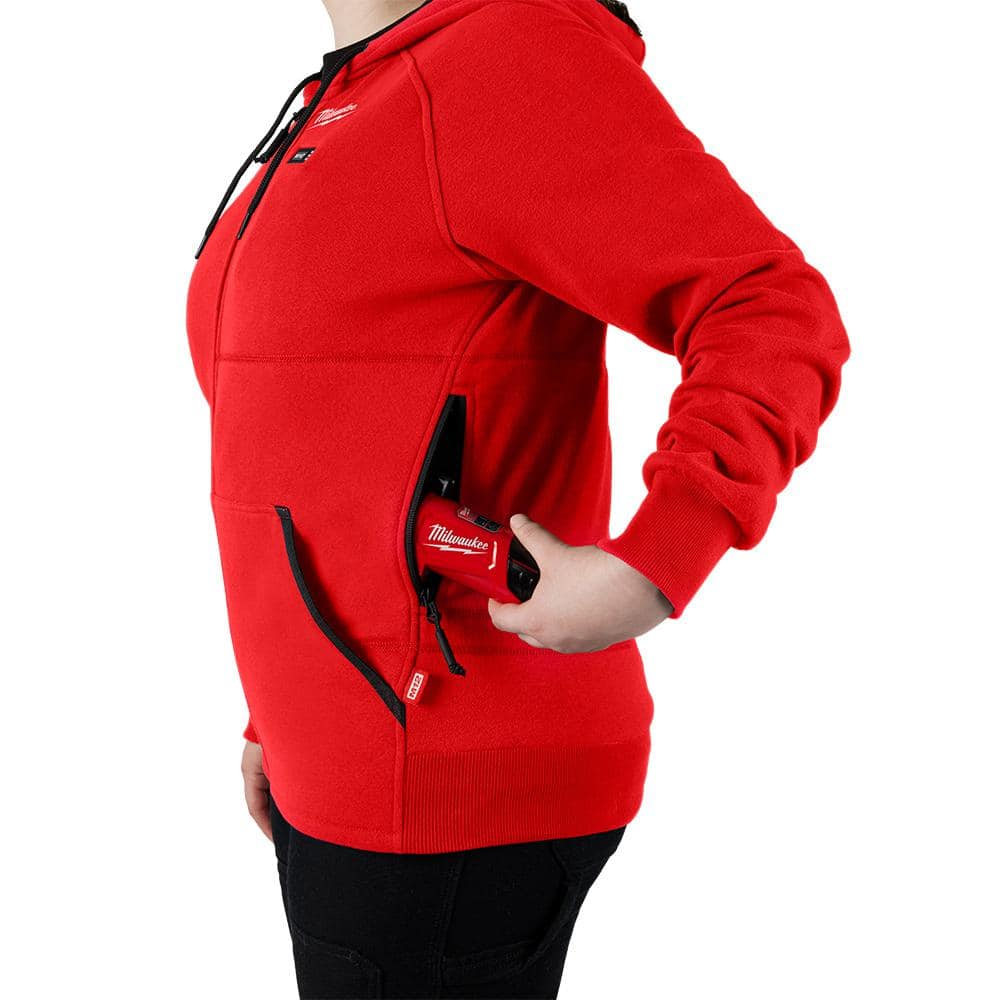 Milwaukee Women's 2X-Large M12 12-Volt Lithium-Ion Cordless Red Heated Jacket Hoodie Kit with (1) 2.0Ah Battery and Charger