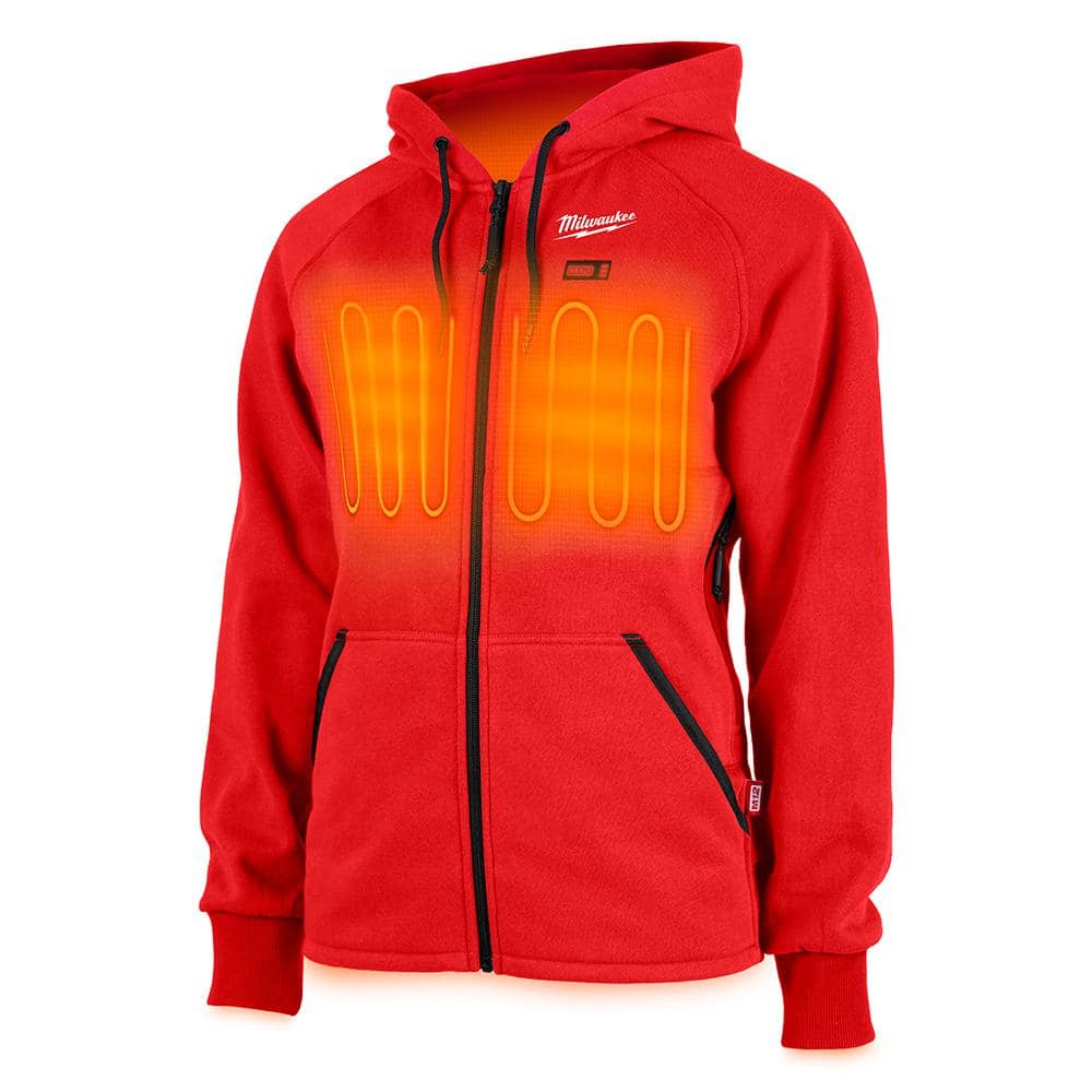 Milwaukee Women's 2X-Large M12 12-Volt Lithium-Ion Cordless Red Heated Jacket Hoodie Kit with (1) 2.0Ah Battery and Charger