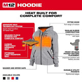 Milwaukee Women's Small M12 12-Volt Lithium-Ion Cordless Red Heated Jacket Hoodie Kit with (1) 2.0Ah Battery and Charger