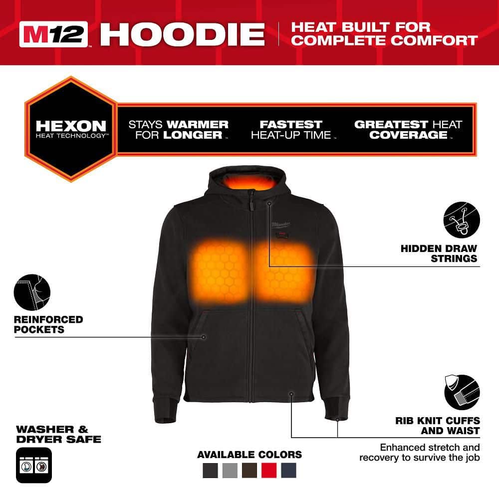 Milwaukee Men’s 2X-Large M12 12-Volt Lithium-Ion Cordless Red Heated Hoodie (Jacket & Battery Holder Only)