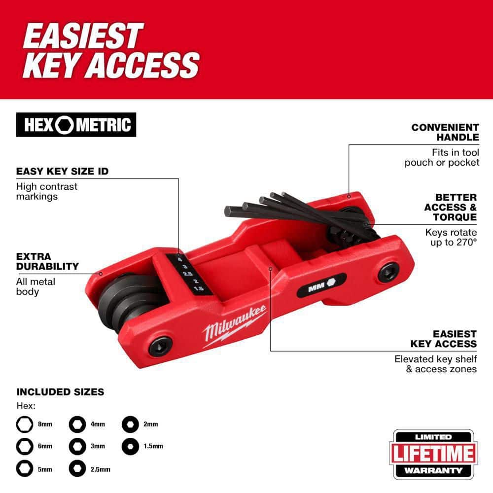 Milwaukee 17‑Key Folding Hex Key Set – SAE & Metric, Model 48-22-2183