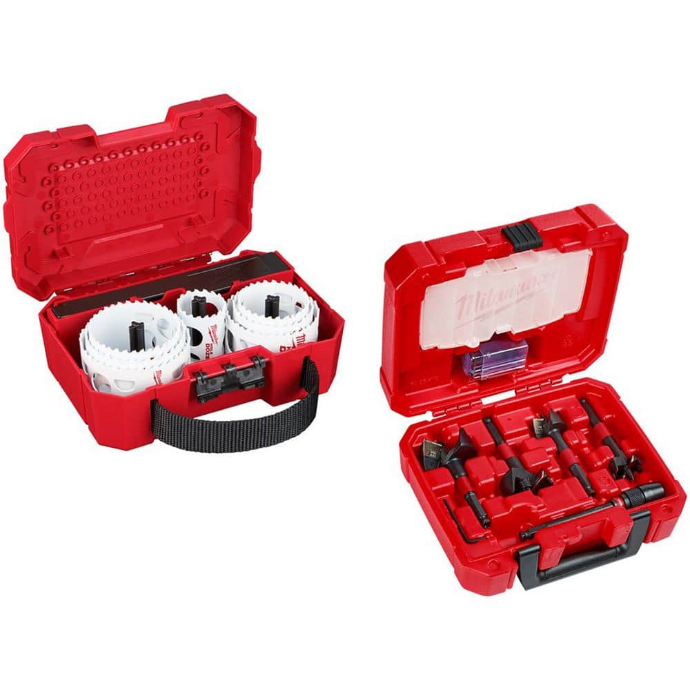 Milwaukee Hole Dozer General Purpose Bi‑Metal Hole Saw Set with SWITCHBLADE Plumber’s Selfeed Bits, 16-Piece