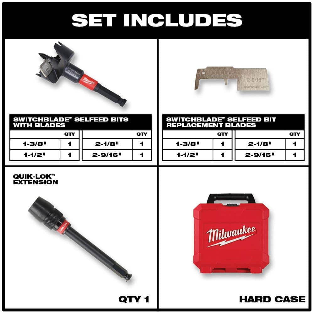 Milwaukee Hole Dozer General Purpose Bi‑Metal Hole Saw Set with SWITCHBLADE Plumber’s Selfeed Bits, 16-Piece