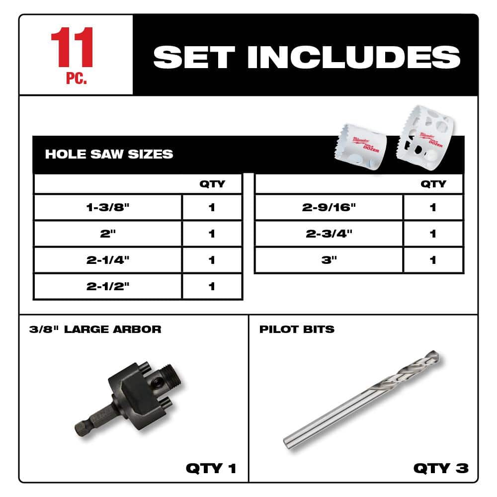 Milwaukee Hole Dozer General Purpose Bi‑Metal Hole Saw Set with SWITCHBLADE Plumber’s Selfeed Bits, 16-Piece