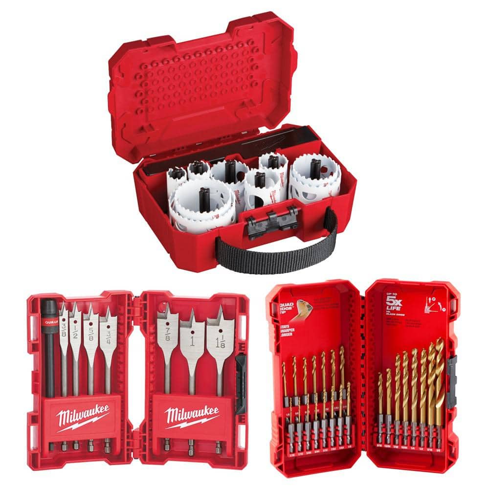 Milwaukee Hole Dozer General Purpose Bi-Metal Hole Saw Set with Titanium Drill Bit Set and Spade Bit Set (44 Piece)