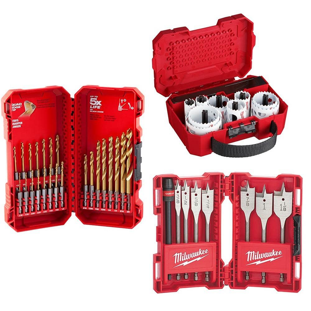 Milwaukee Hole Dozer General Purpose Hole Saw Set with Titanium Drill Bit Set, Spade Bit Set & Oscillating Wood Blades (47-Piece)