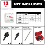 Milwaukee HOLE DOZER General-Purpose Bi‑Metal Hole Saw Kit, 13-Piece (49-22-4025)