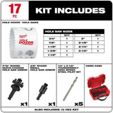 Milwaukee SHOCKWAVE Impact Duty Alloy Steel Screwdriver Bit Set with PACKOUT Case + HOLE DOZER Bi‑Metal Hole Saw Set (117‑Piece)