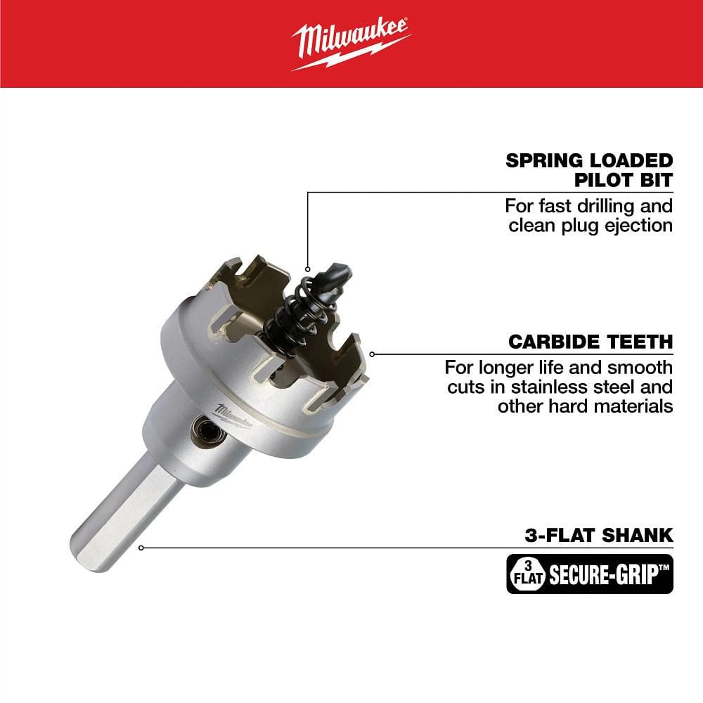 Milwaukee Carbide Hole Cutter Kit, 4-Piece (7/8 in., 1-1/8 in., 1-3/8 in.)