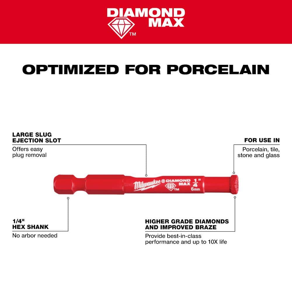Milwaukee 3/16 in. Diamond MAX Hole Saw, 1/4 in. Hex Shank