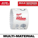 Milwaukee 2-1/2 in. HOLE DOZER Bi-Metal Hole Saw, 1.8 in Drilling Depth