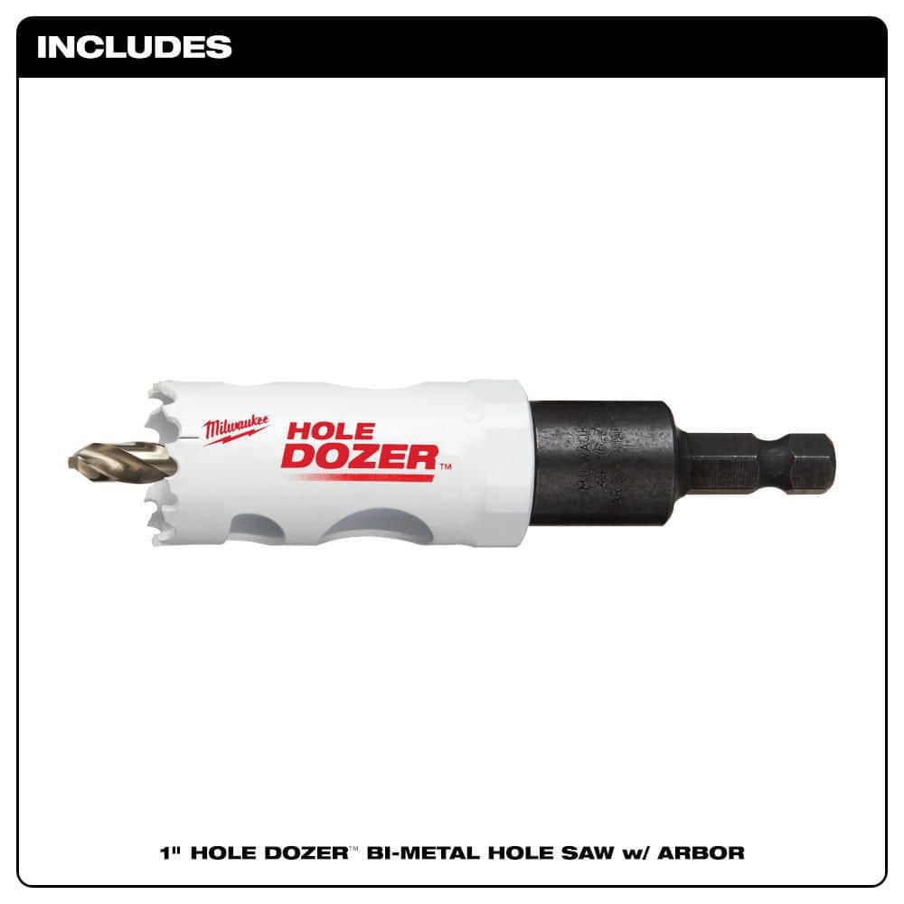 Milwaukee 1 in. Hole Dozer Bi‑Metal Hole Saw with 3/8 in. Arbor & Pilot Bit