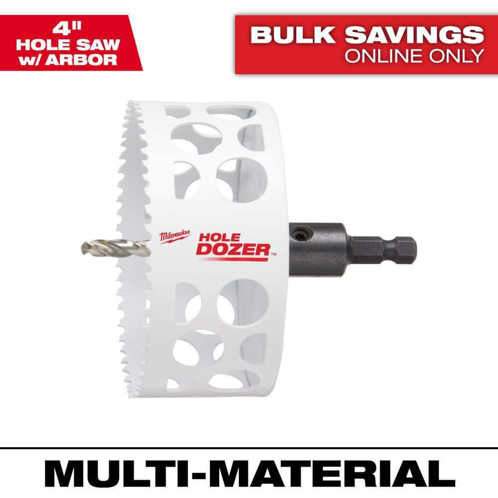 Milwaukee 4 in. HOLE DOZER Bi‑Metal Hole Saw with 3/8 in. Arbor and Pilot Bit