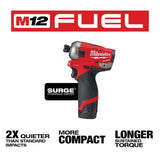 Milwaukee M12 FUEL SURGE 12-Volt Brushless 1/4 in. Hex Impact Driver Compact Kit with Free M12 Multi-Tool