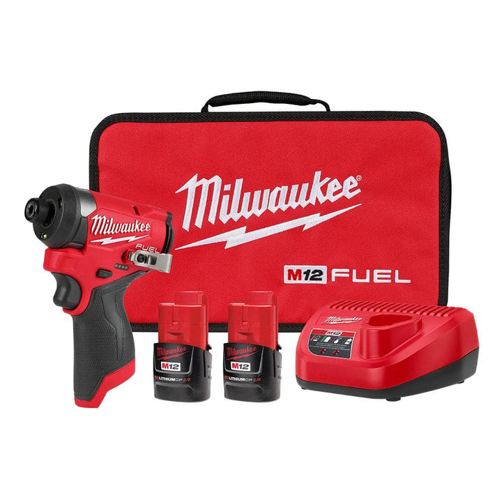 Milwaukee M12 FUEL 12-Volt Brushless 1/4 in. Hex Impact Driver Compact Kit with 2.0Ah Battery and Bag (3453-21)