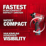Milwaukee M12 FUEL 12V 1/4 in. Hex Impact Driver Compact Kit with SHOCKWAVE Impact Duty Alloy Steel Screwdriver Bit Set (120-Piece)